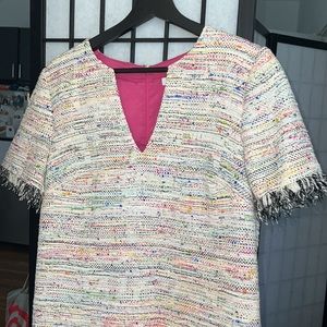 86 Trina Turk Tweed Pink/ Multi V-Neck Dress